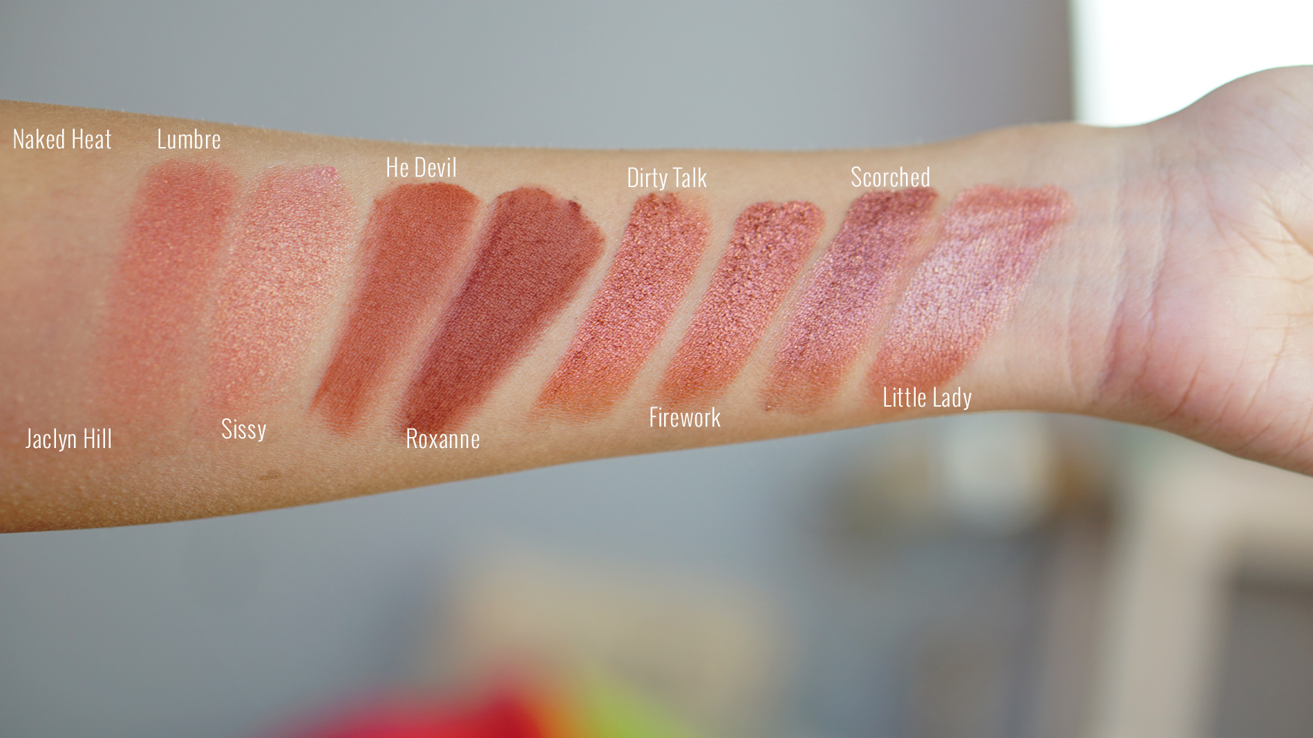 Urban decay naked heat vs morphe jaclyn hill swatches2